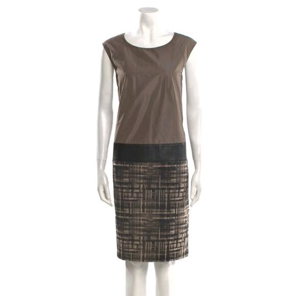 Lafayette 148 New York Dresses & Skirts - Lafayette 148 size 8 Sleeveless Drop Waist Shift Dress faux leather taupe black